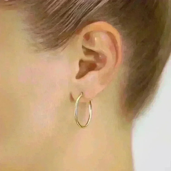 NWT Classic 18K Gold-Plated/1.7" Double Hoop Hypoallergenic Earrings - Picture 6 of 15